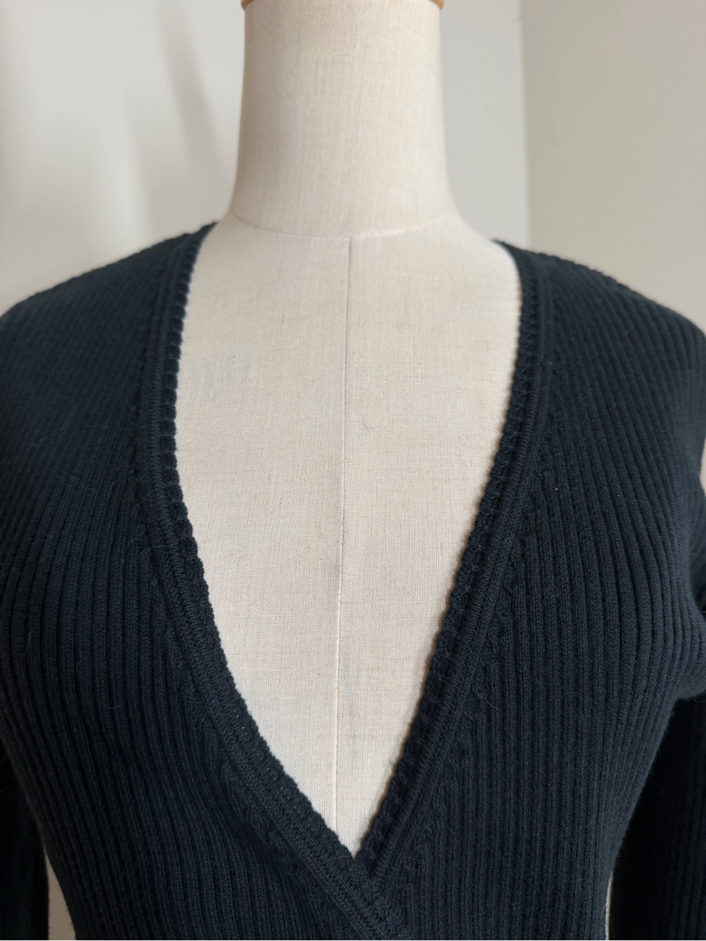 The Limited Black Ribbed Wrap Sweater — image 3 of 7